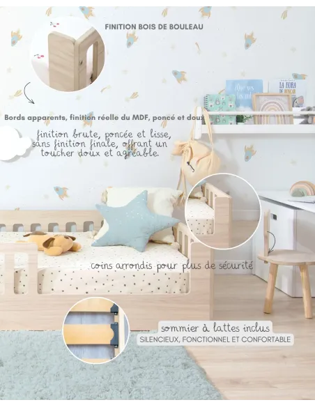 Lit Montessori Creta avec barrière de sécurité | Autonomie et confort