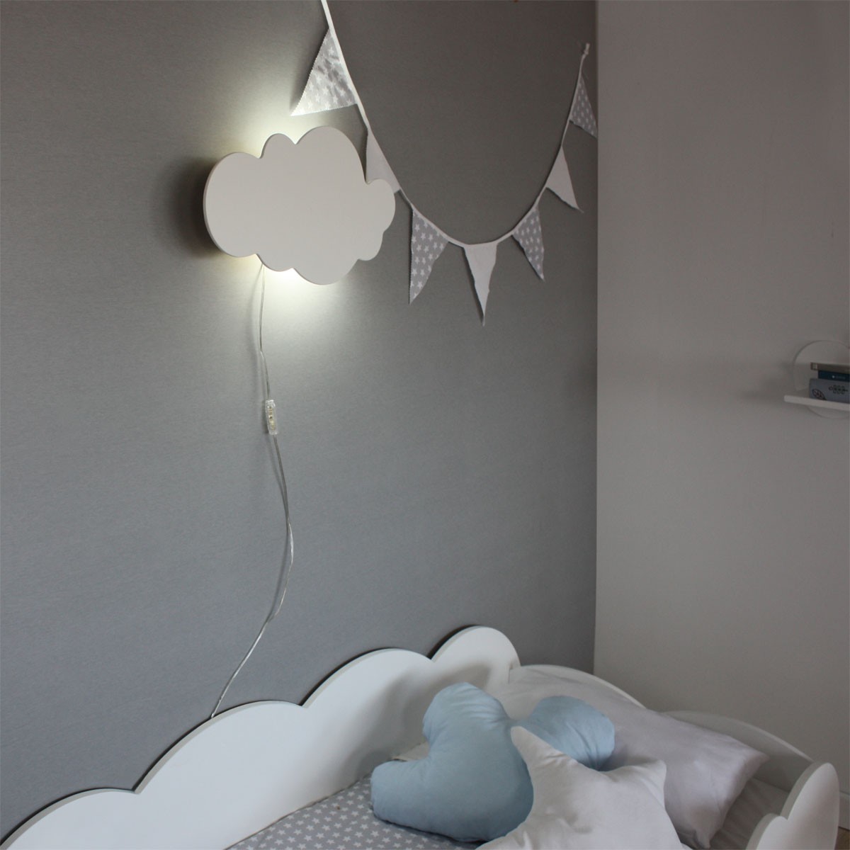 Veilleuse murale bébé / enfant - Lampe LED forme de nuage