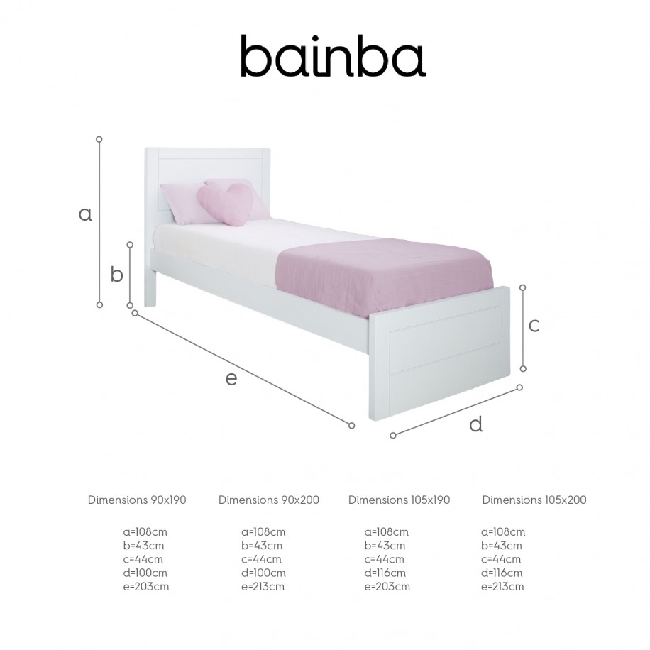 Dimensions du lit adolescent Linéaire avec pied de lit bas