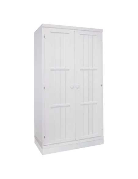 Armoire enfant 2 portes sur socle, poignée rond blanc