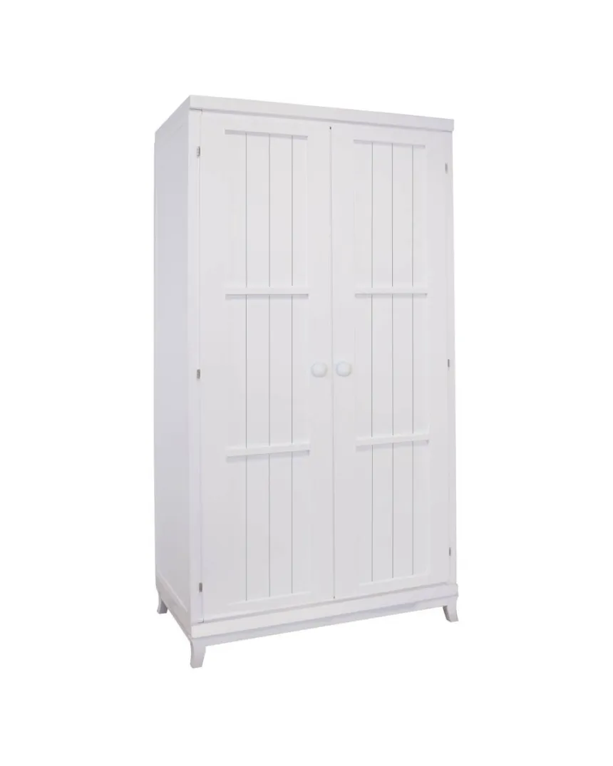 Armoire enfant 2 portes sur pieds, poignée rond blanc