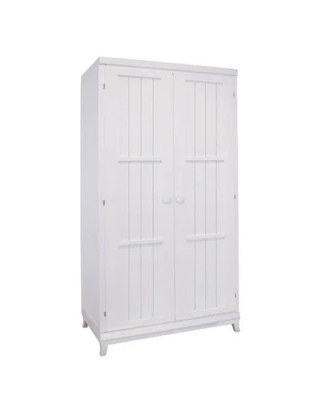 Armoire enfant 2 portes sur pieds, poignée rond blanc