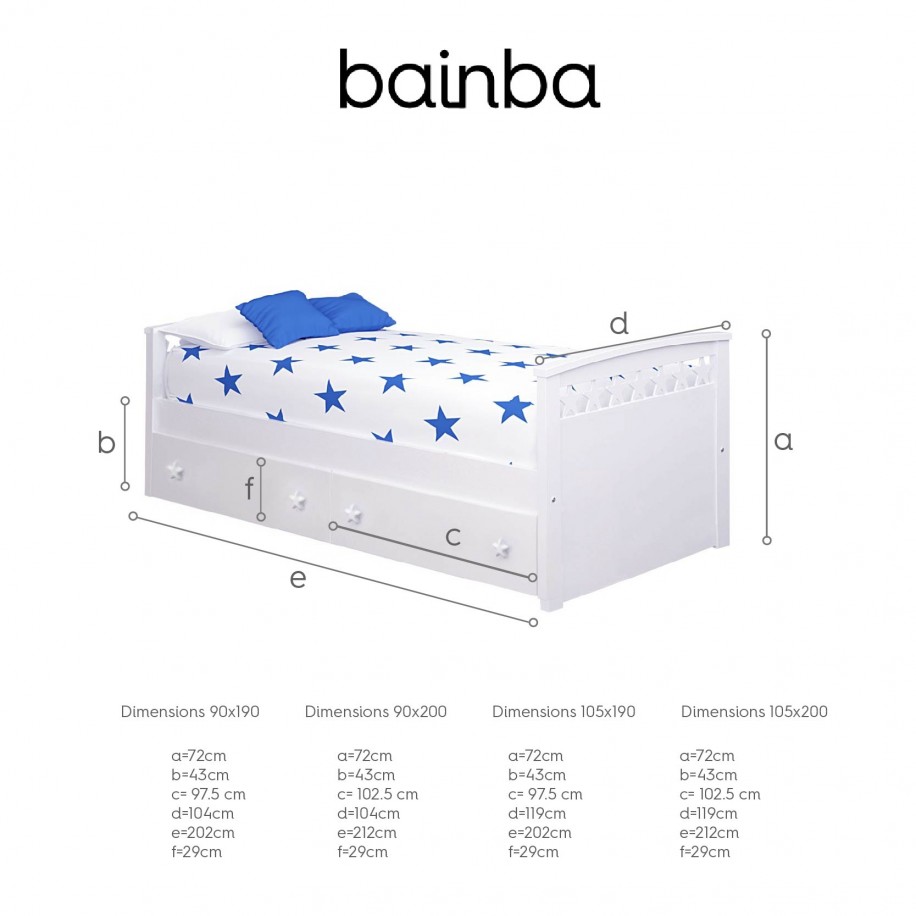 Dimensions du lit enfant avec rangement Étoiles