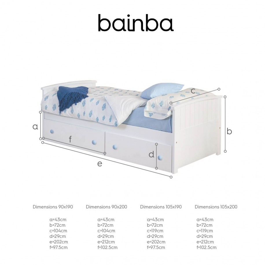 	Dimensions du lit enfant avec rangement Courbe
