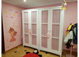 Armoire enfant 2 portes avec rideau