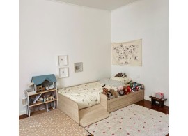 Photo client lit montessori avec rampe et rangement